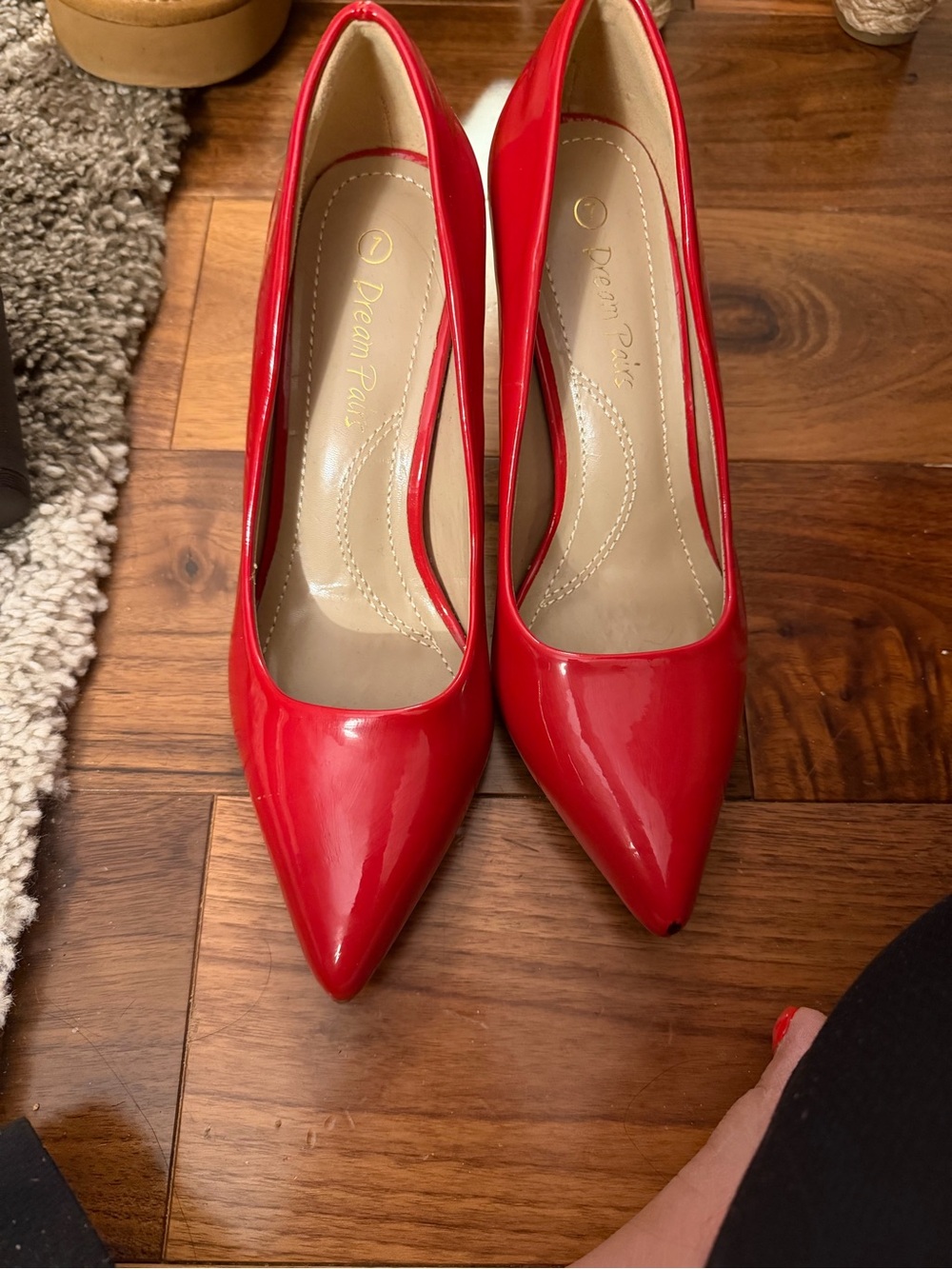 Dream Pairs Red Patent Pointed Toe Pumps - Glossy Stiletto Heels